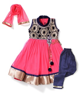 Embroidery Anarkali Net Dress for Girls Suit Clothes